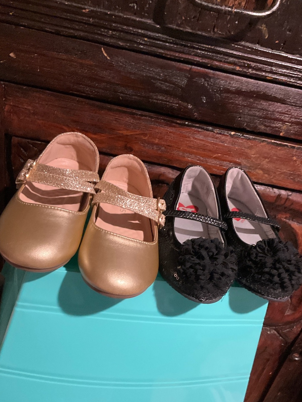 Black & Gold Mary Jane Dress Flats 2 pairs
